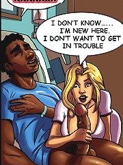 Interracial adult comics. Your lips look great on my black cock, suck that black meat