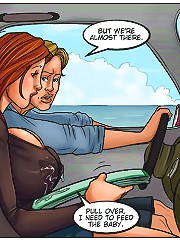 Cartoon porn comic with milky tits fucked and sucked outdoors