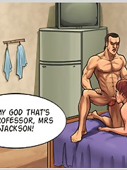 Oh my God that's my professor, mrs Jackson on this xxx comics game fucking hard!