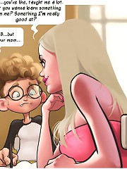 One of the best cartoon porn that has a hot golden-haired lady in contact with the girl's partner in class